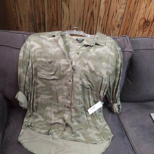 Womens Camo Button Down Shirt